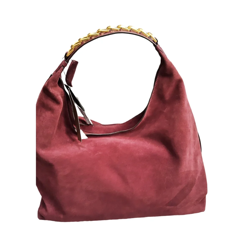 Donna Karen New York Suede Bag with Gold Accents